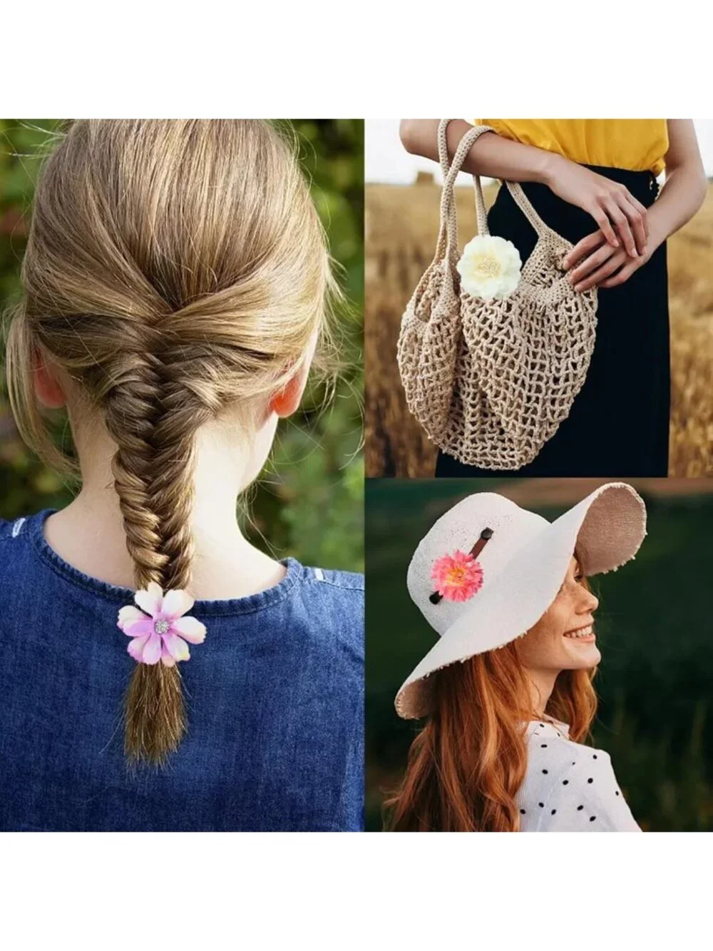 23 PCS Floral Hair Clips Set - Pink & Purple Flower Barrettes for Women & Girls